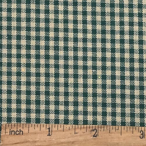 Timber Green Plaid Homespun Fabric - 1/10 Mini Check 130GSM 57 Wide (1 Yard Pre-Cut)