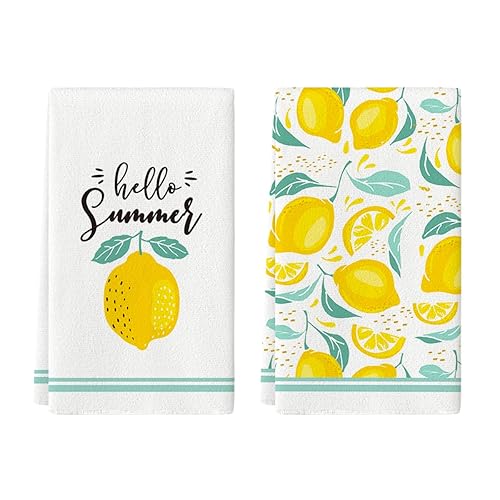 Artoid Mode Hello Summer Lemons Kitchen Dish Towels, 18 x