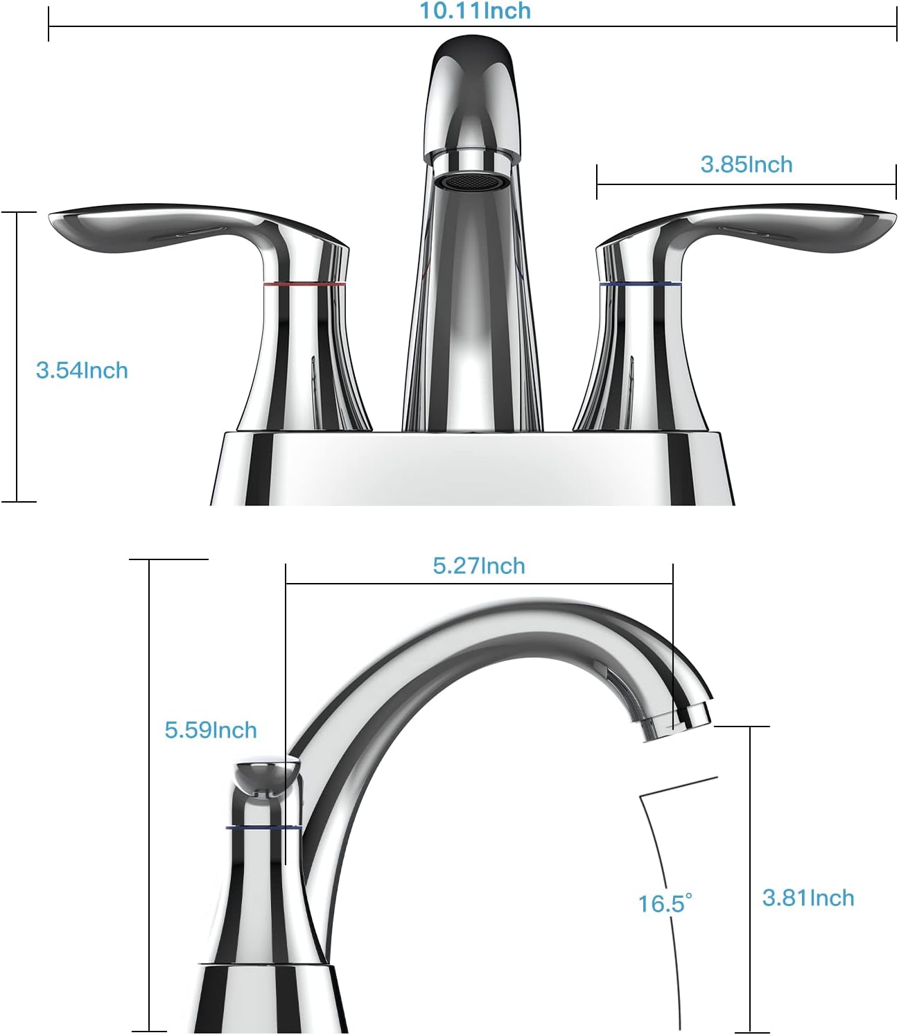 Bathroom Faucet, 4 Inch Bathroom Faucets for Sink 3 Hole, Centerset Bathroom Sink Faucet with Pop Up Drain and cUPC Lead-Free Hose(Chrome)