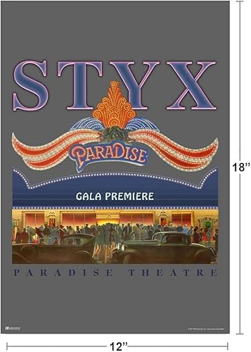 Miniatura 4 de Styx Paradise Theatre - Póster de música rock clásico, estilo retro, vintage, de los años 70 y 80, banda estética, póster de 12 x 18 pulgadas