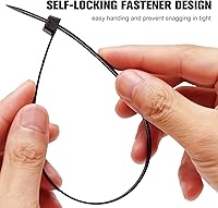 Vista 3 de Sujetacables negros de varios tamaños 4+6+8+10+12 pulgadas, 600 unidades, sujetacables de nailon de bloqueo automático multiusos, ataduras