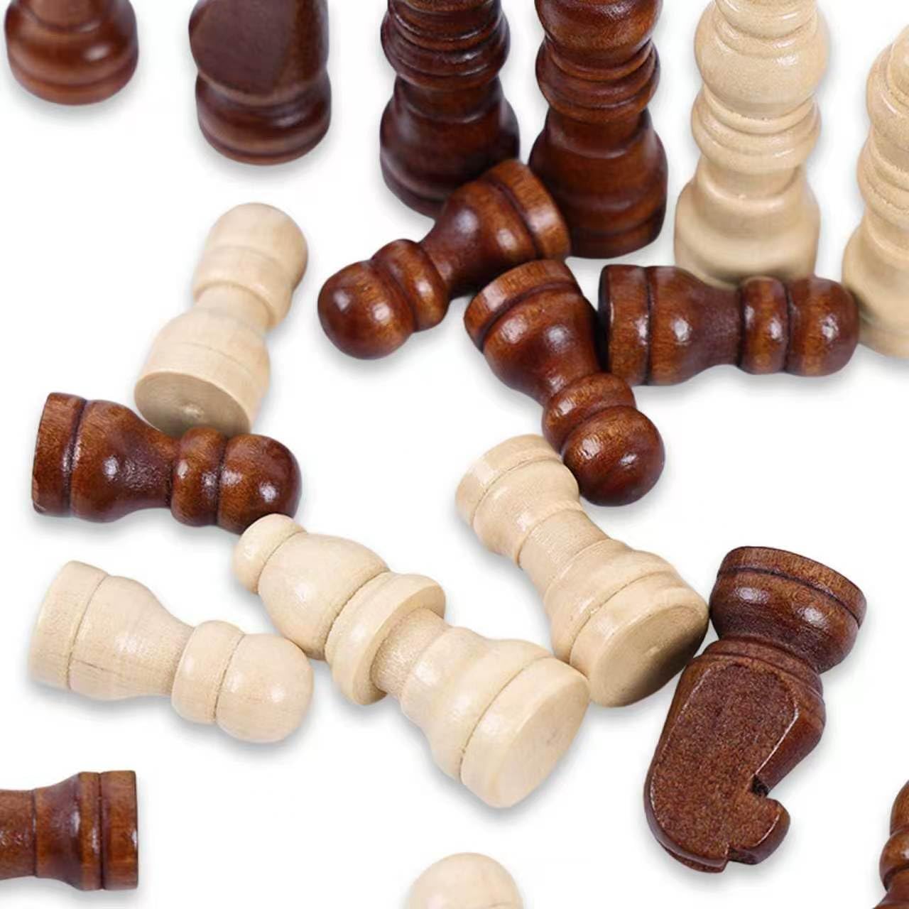 Labyrinxel Wooden Chess Pieces Set of 32 Classic Tournament Chess Pieces Only, Solid Wood Chess Set Replacement with Felt Bases for Home Classroom Club Play and Teaching