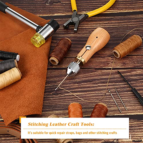 Willbond 12 Pcs Sewing Awl Kit Portable Leather Sewing Awl Kit Including Handheld Sewing Repair Awl Straight And Bent Needles And 8 Rolls Waxed Threads With Small Screwdriver For Diy Craft #TOP6