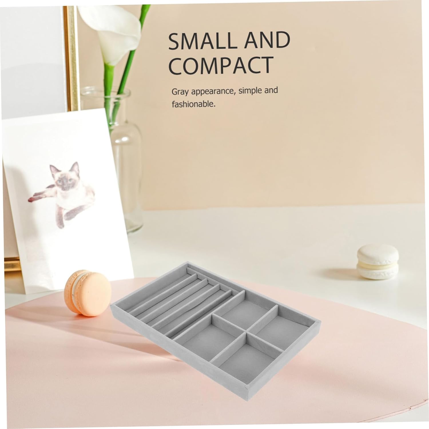BESPORTBLE 4pcs Jewelry Tray for Organized Jewelry Storage Flocking Material Holder Earring Necklace Display Trays for Drawer Space-saving Grey