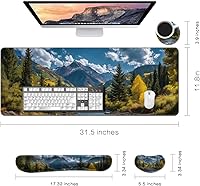 Vista 92 de MIBITRI Juego de alfombrillas para mouse y teclado, alfombrilla de mouse extendida para juegos + soporte ergonómico para reposamuñecas para teclado