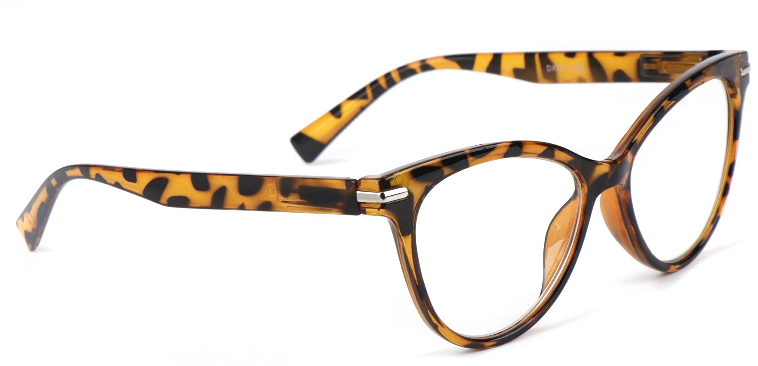 Fads & Fashions Women's Tortoise Cat Eye Stylish Retro Womans Reading Glasses Spring Hinges In 3 Colours Dx82 (, 1.5, Diopters)