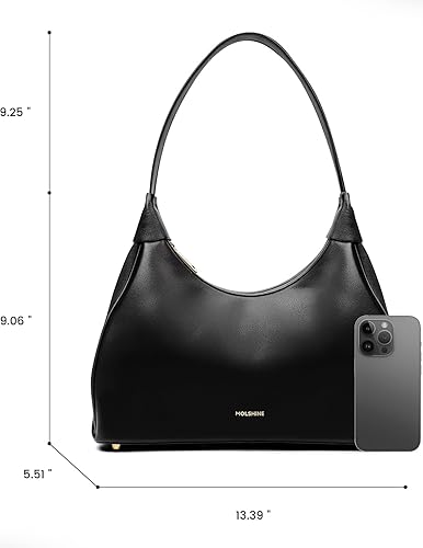 Miniatura 2 de molshine Bolso de mano Crescent de cuero genuino, bolso de hombro Hobo, bolsa de axila, bolso de mano de fiesta para mujer modelo