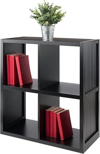 Miniatura 5 de Winsome 20025 Estante de 2 x 2 cubos con panel de revestimiento de madera, color negro