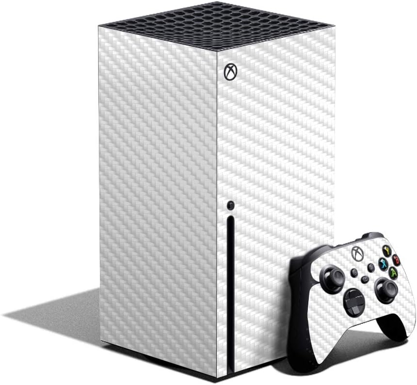 MightySkins Carbon Fiber Skin Compatible with Xbox Series X Bundle - Solid White | Protective, Durable Textured Carbon Fiber Finish | Easy to Apply and Change Styles | Made in The USA