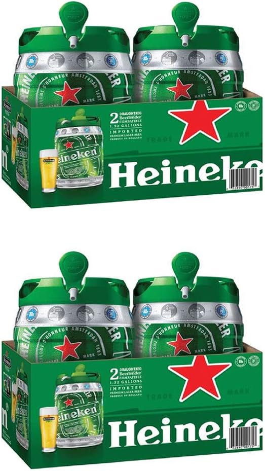 Heineken DraughtKeg Pack of 4 Drums with Dispensers 5 Litres Each