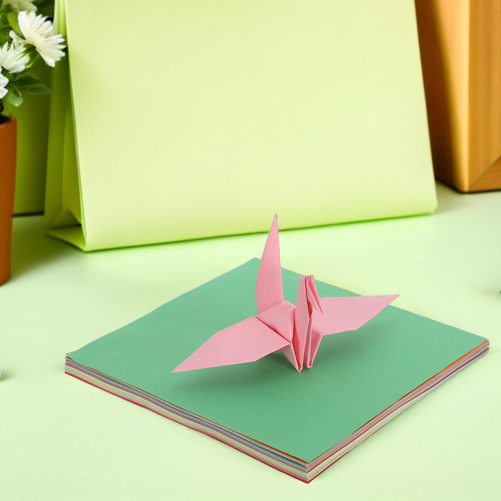 300 Unidades Papel de Origami Rigidez Mezcla de 10 Colores 17x17 Cm Papel para Manualidades y Doble Cara Adecuado para Demostraciones Educativas y Infantiles