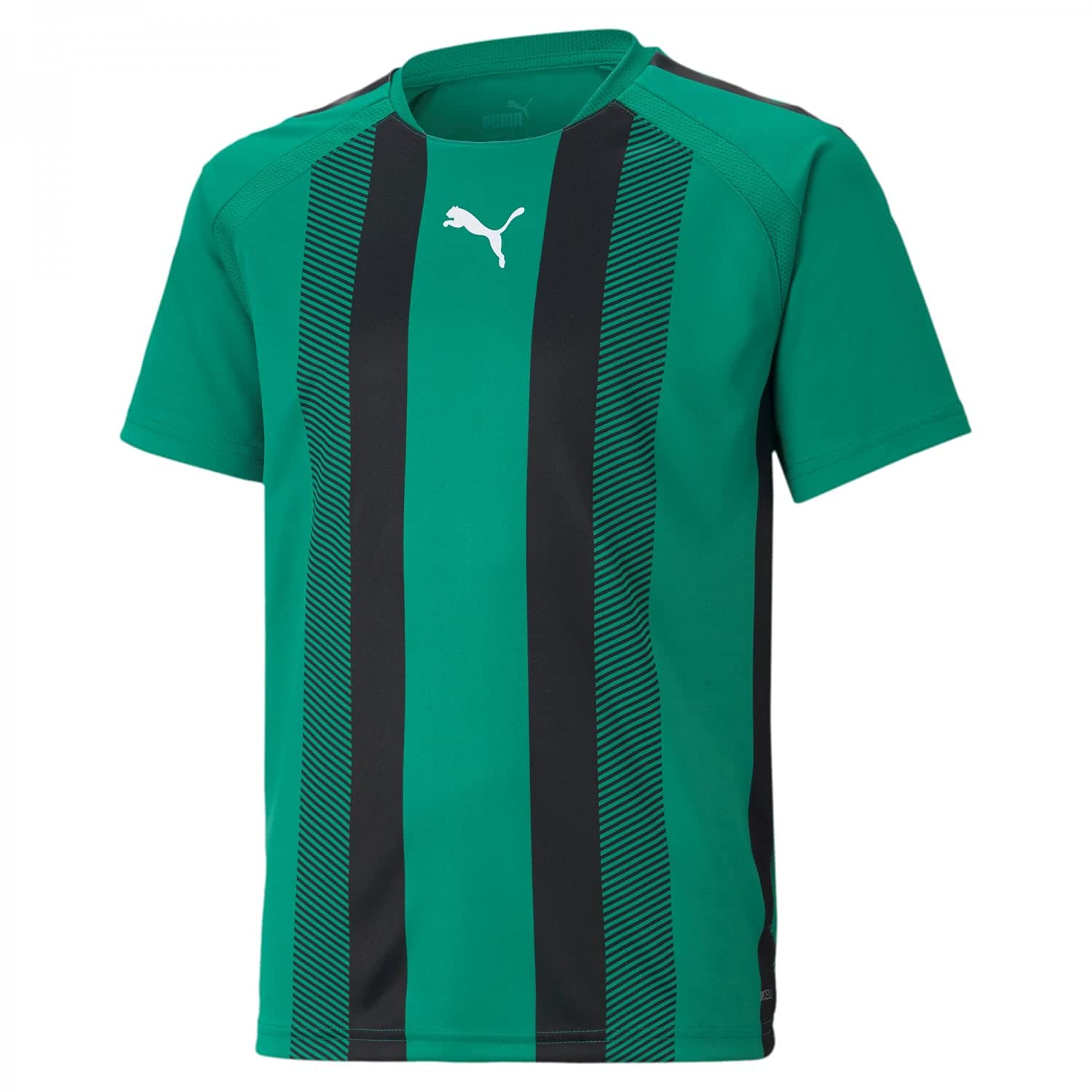 PUMA Unisex Kids teamLIGA Striped Jersey Jr Shirt, Pepper Green-puma Black-puma White, 152