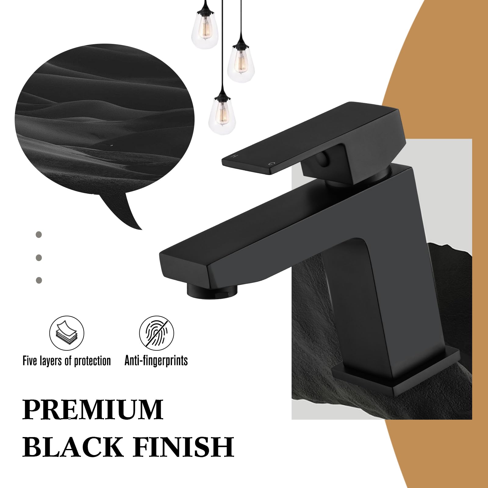 Bathroom Sink Taps Black Basin Taps Mixers - Image 3