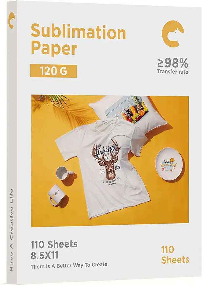 Hiipoo Papel de sublimação 21 x 28 cm, funciona com tinta de sublimação e impressoras a jato de tinta E-Sawgrass para canecas, camisetas, tecido leve e outros espaços em branco de sublimação (110