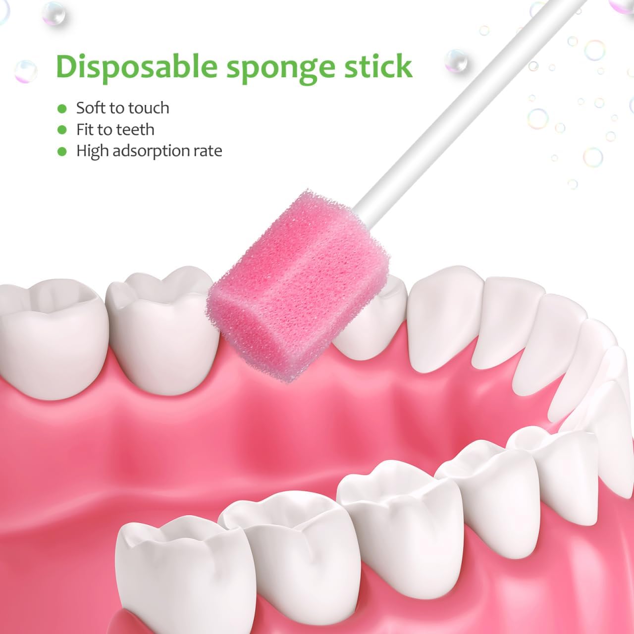 250 Count Disposable Oral Care Sponge Swabs Hexagon Design 5.11 Inch Mouth Swabs for Teeth and Gum Cleaning Suitable for Adults and Kids