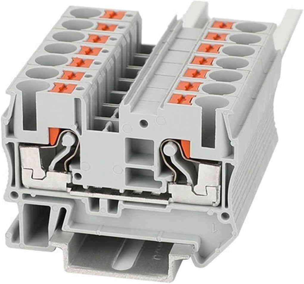 PT6 Push-in Terminal Block Din Rail 6mm² Screwless Spring Feed-Through Connector Wire Electrical Strip PT-6 PT 6