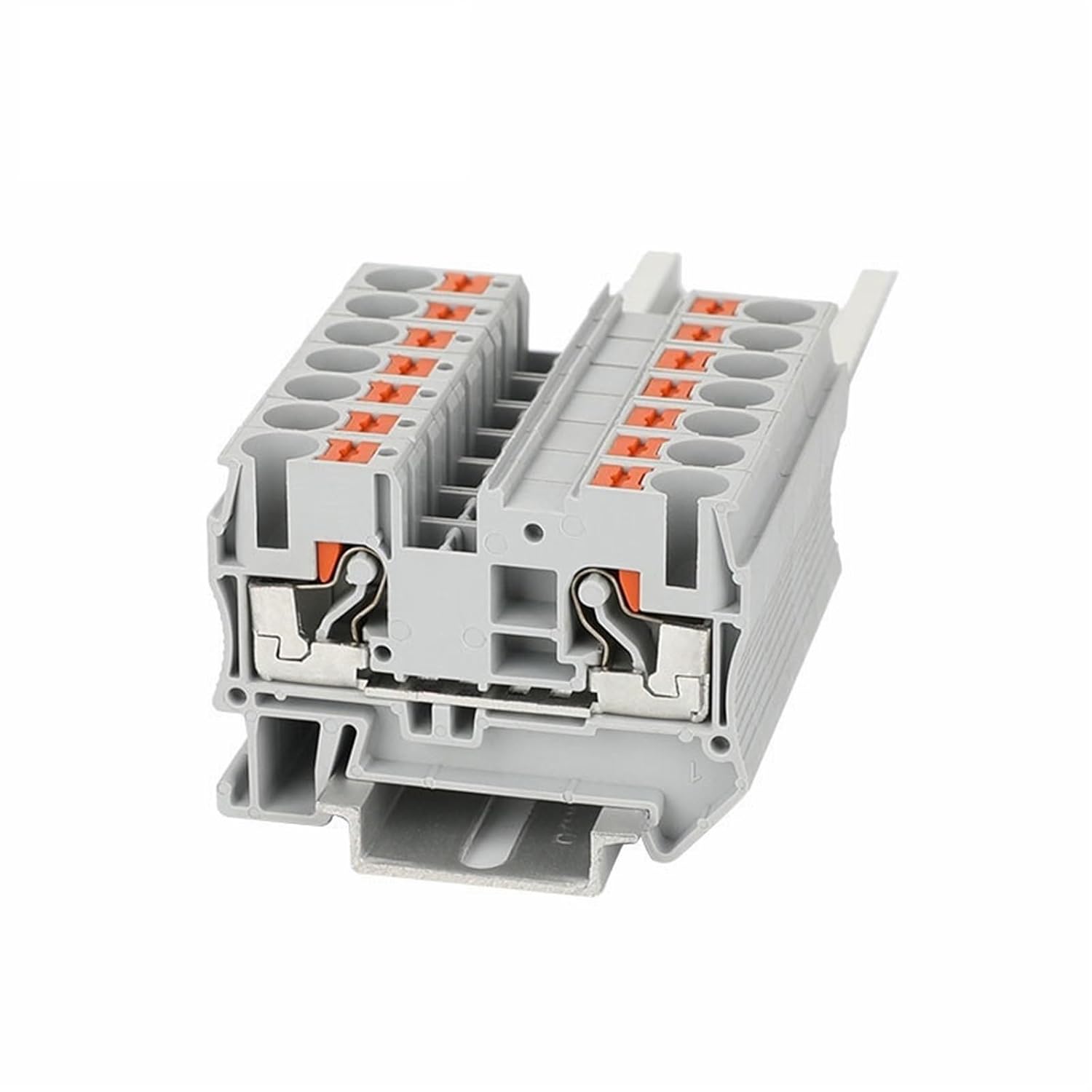 PT6 Push-in Terminal Block Din Rail 6mm² Screwless Spring Feed-Through Connector Wire Electrical Strip PT-6 PT 6(Orange,10 Pcs)
