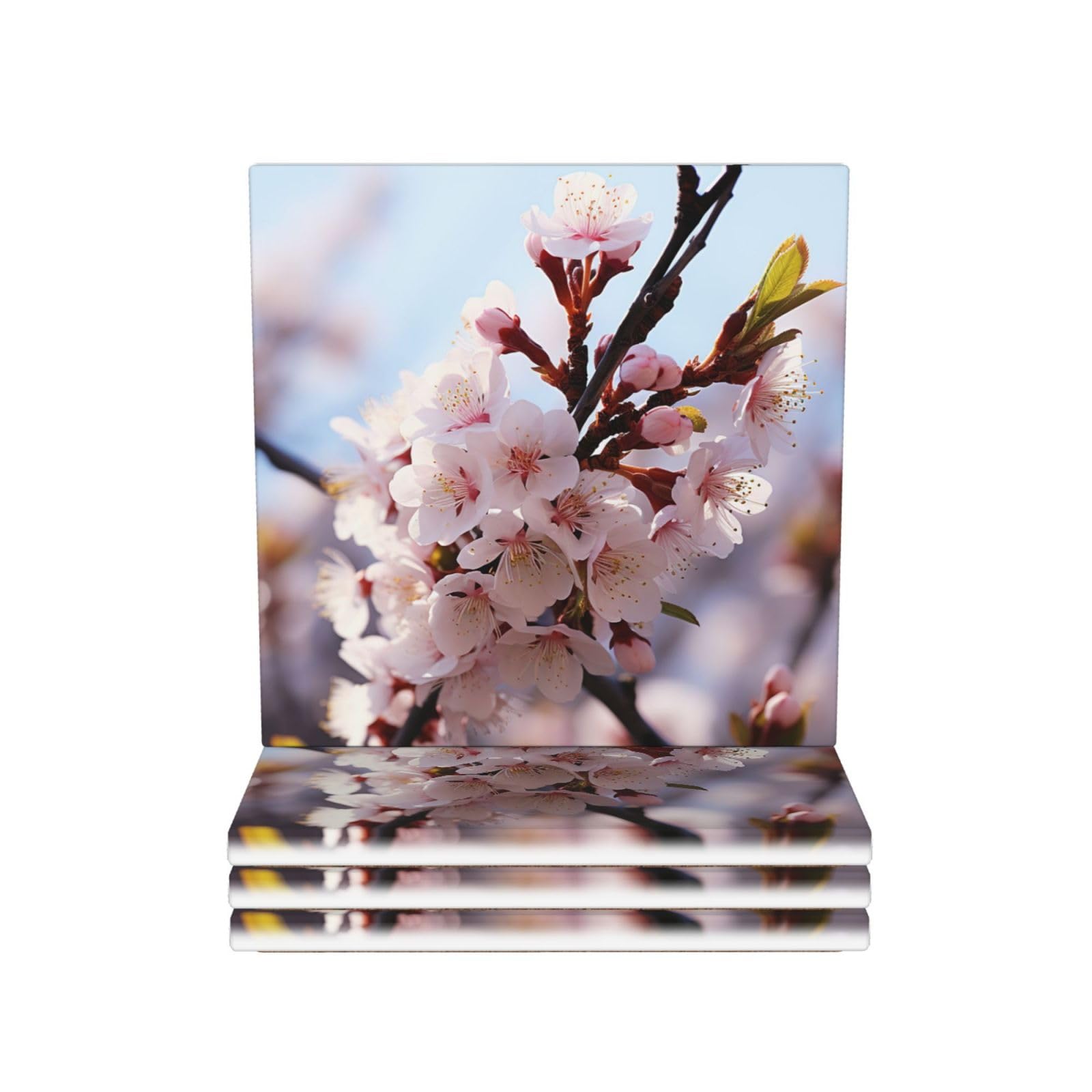 Dessous de verre céramique fleur de pêcher, une idée cadeau idéale pour la maison