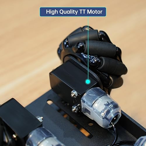 Miniatura 3 de Mecanum - Kit de chasis de robot para automóvil con rueda omnidireccional de 360, marco de aleación de aluminio, motor TT, ruedas omnidireccionales