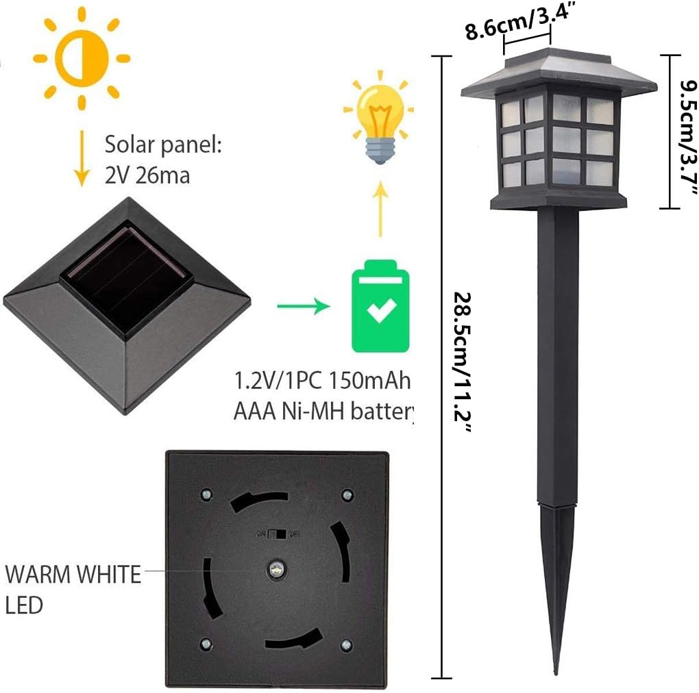 8 Pack Solar Pathway Lights Outdoor, Waterproof Outdoor LED Solar Powered Garden Lights for Lawn, Patio, Yard, Walkway, Driveway (Warm Light)
