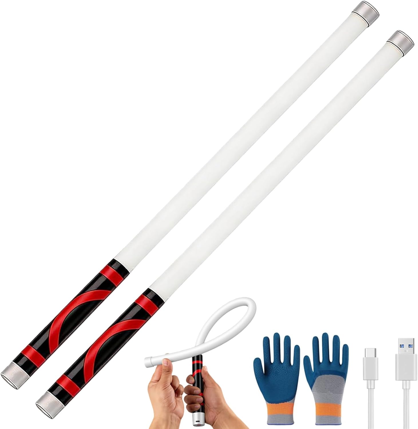 Flexible LED Flashlight Stick,28.74" Bendable LED Light,Portable Rechargeable Work Light with High-Lumen,3 Brightness Modes,for Mechanics, Car Repairs, Inspections & Tight Spaces (2 Pcs)