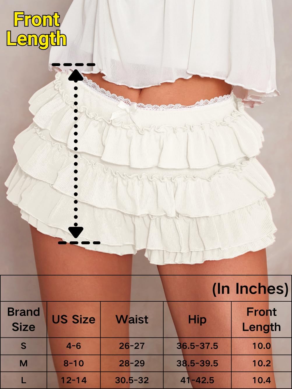Ruffle Bloomer Shorts, Layered Ruffled Bloomers for Women, Cute Lace Mini Bow, Going Out Concert Music Festival - Image 6