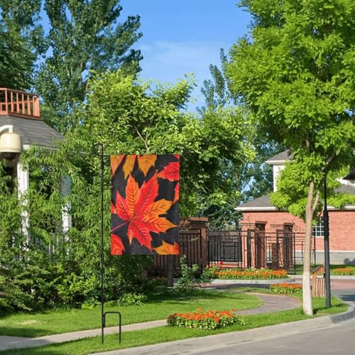 Drapeau double face feuilles rouges décoration extérieure jardin automne lavable - 7