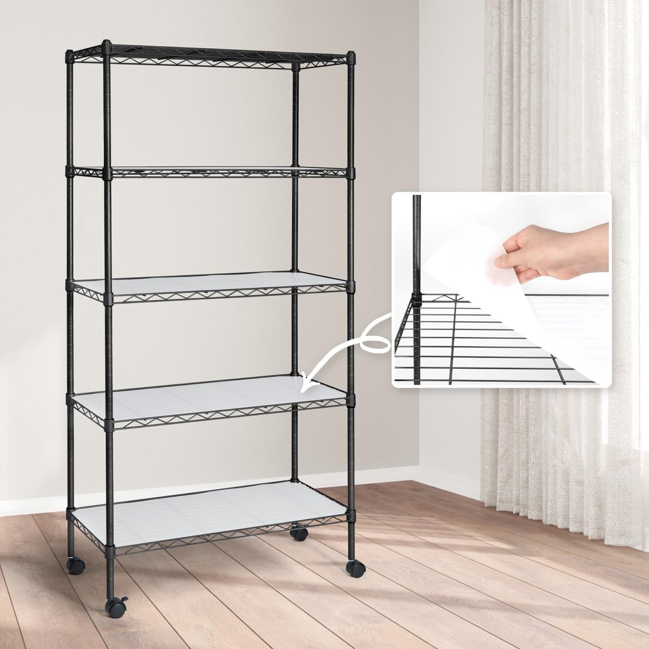 CAPHAUS NSF - Estantería ajustable de alambre de metal con forros, estantería de almacenamiento de cocina, estantería de almacenamiento de acero de metal, organizador de almacenamiento de estantería