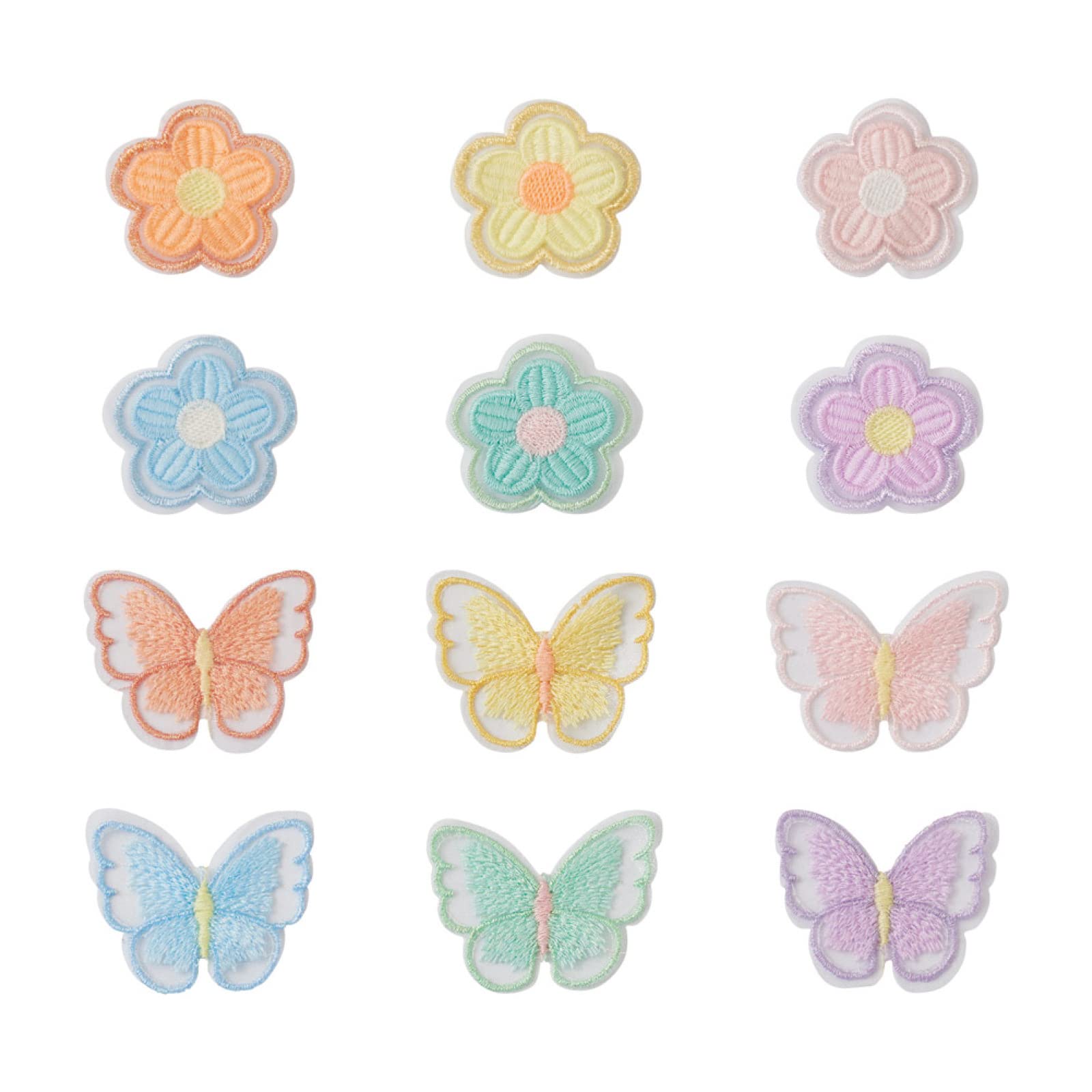 Bestewelry 48pcs Sew on Patches Flower Cloth Patches Butterfly Embroidered Applique Patches for Sewing Jacket Jeans Clothes Backpack Repair