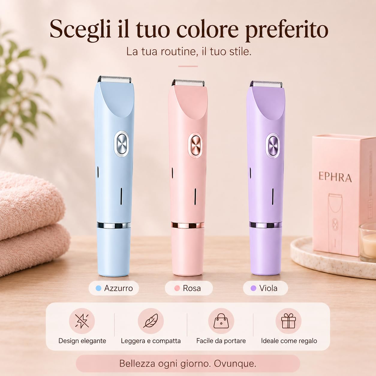 Rasoio Elettrico Donna 2 in 1, Rasoio Donna Parti Intime con Doppia Testina, Depilatore Bikini IPX7 Impermeabile per Zona Bikini, Ascelle, Gambe, Viso e Corpo, Rosa (Blu)