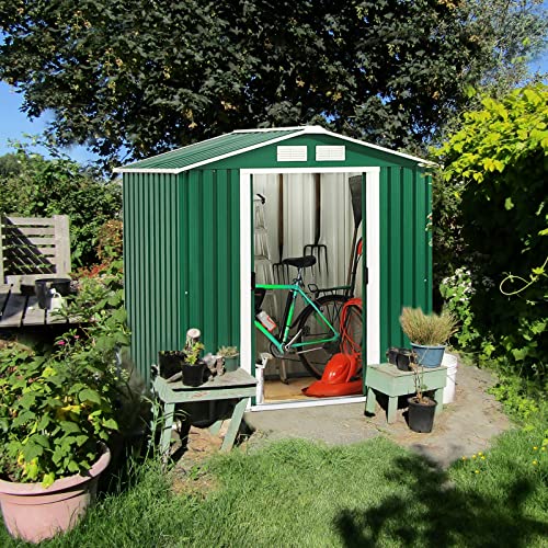 GYMAX Gartenhaus Metall, Garten Schuppen mit geräumigem Stauraum, wetterbeständiger Geräteschuppen, Gerätehaus mit… – Bild 8