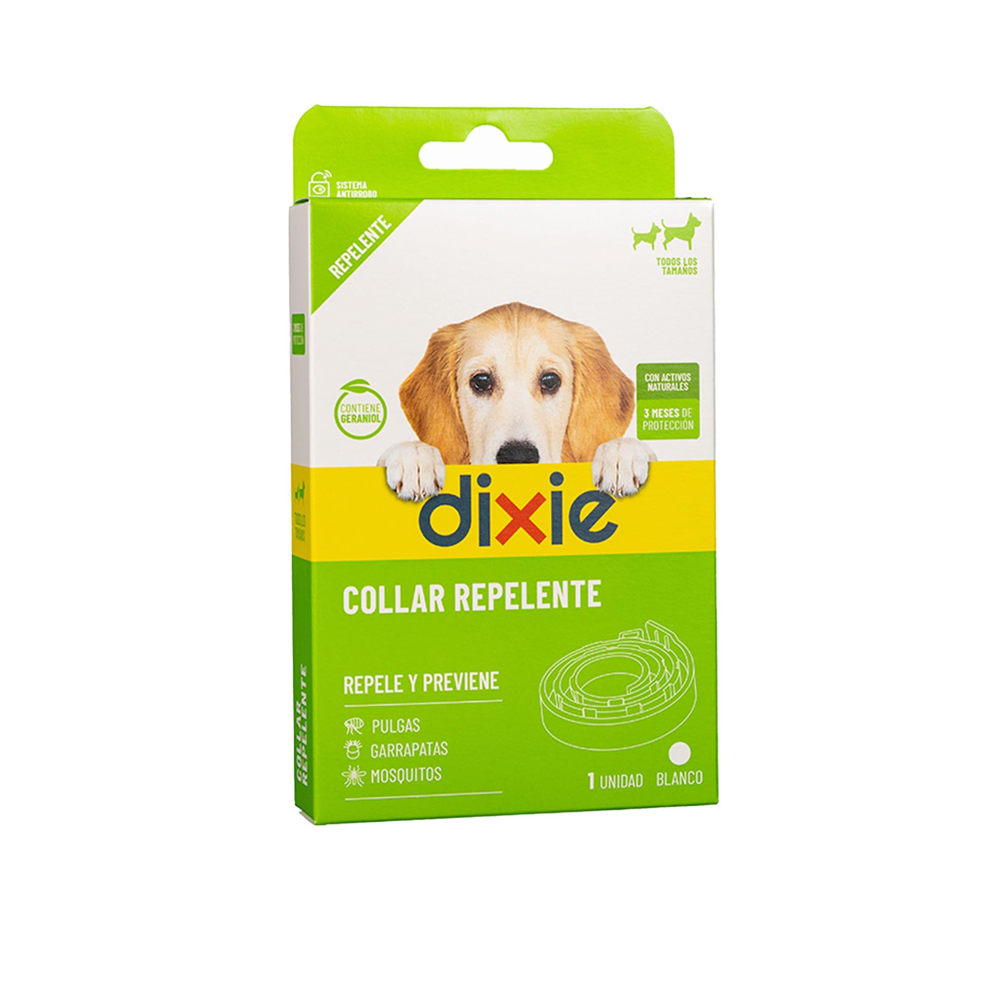 DIXIE - Collar Repelente Perros - 58 cm - Color Blanco - Collar Repelente y Protector contra Mosquitos, Piojos, Pulgas y Garrapatas - sin Insecticidas - Protege hasta 3 Meses