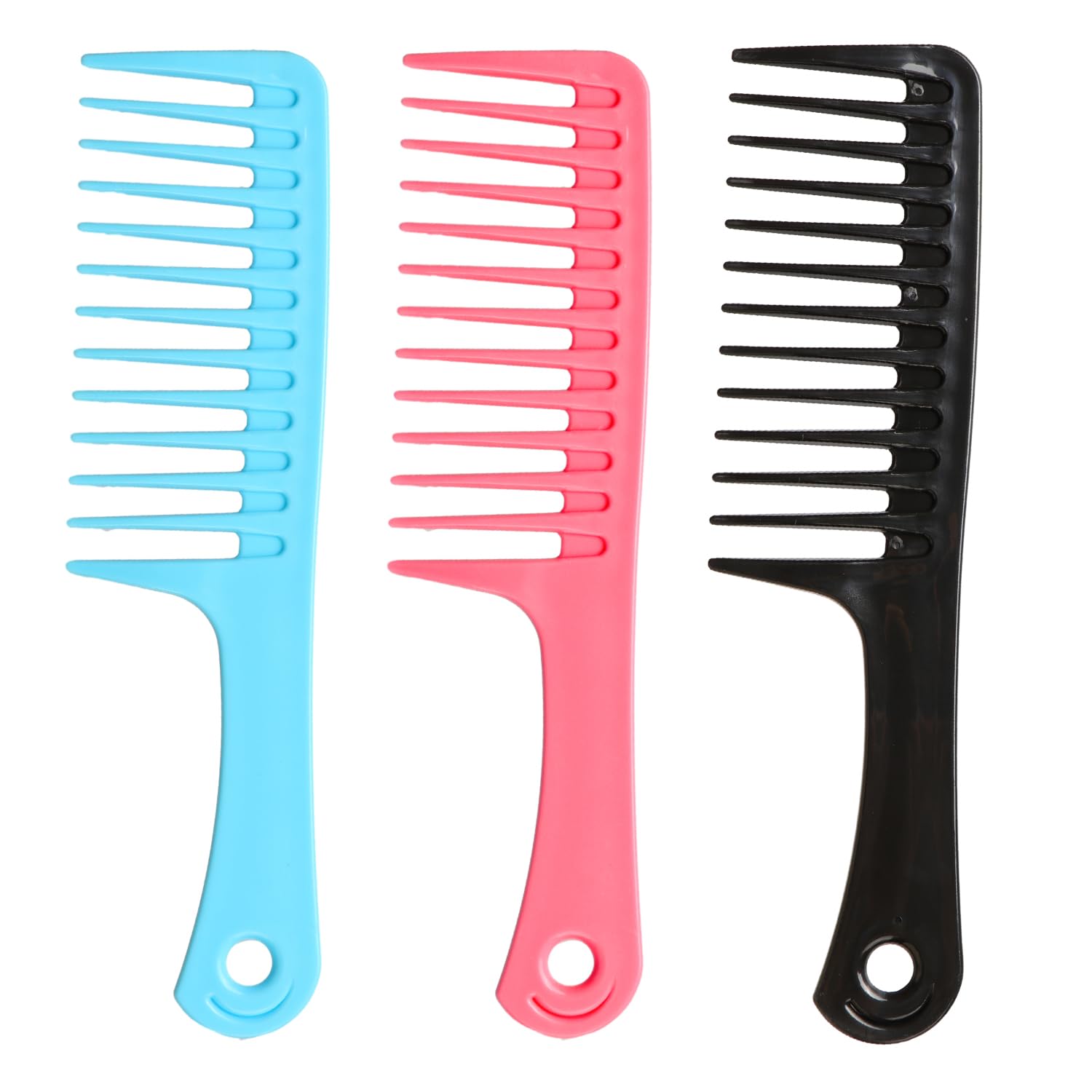 Cooruiteng Wide-Tooth Hair Comb - 3 Pcs Plastic, Smooth, Sturdy, Heat-Resistant & Anti-Static Styling Tool for Long, Wet or Curly Hair