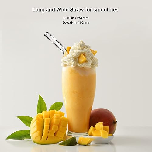 Miniatura 5 de LIFEHIM Pajitas reutilizables transparentes de vidrio paquete de 32 pajitas de vidrio largas, pajitas de batido anchas y flexibles, pajitas de