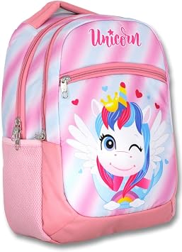 Cennec Pembe Sevimli Unicorn İlkokul Sırt Çantası ve Beslenme Seti - Kız Çocuk - 30x40x17 cm