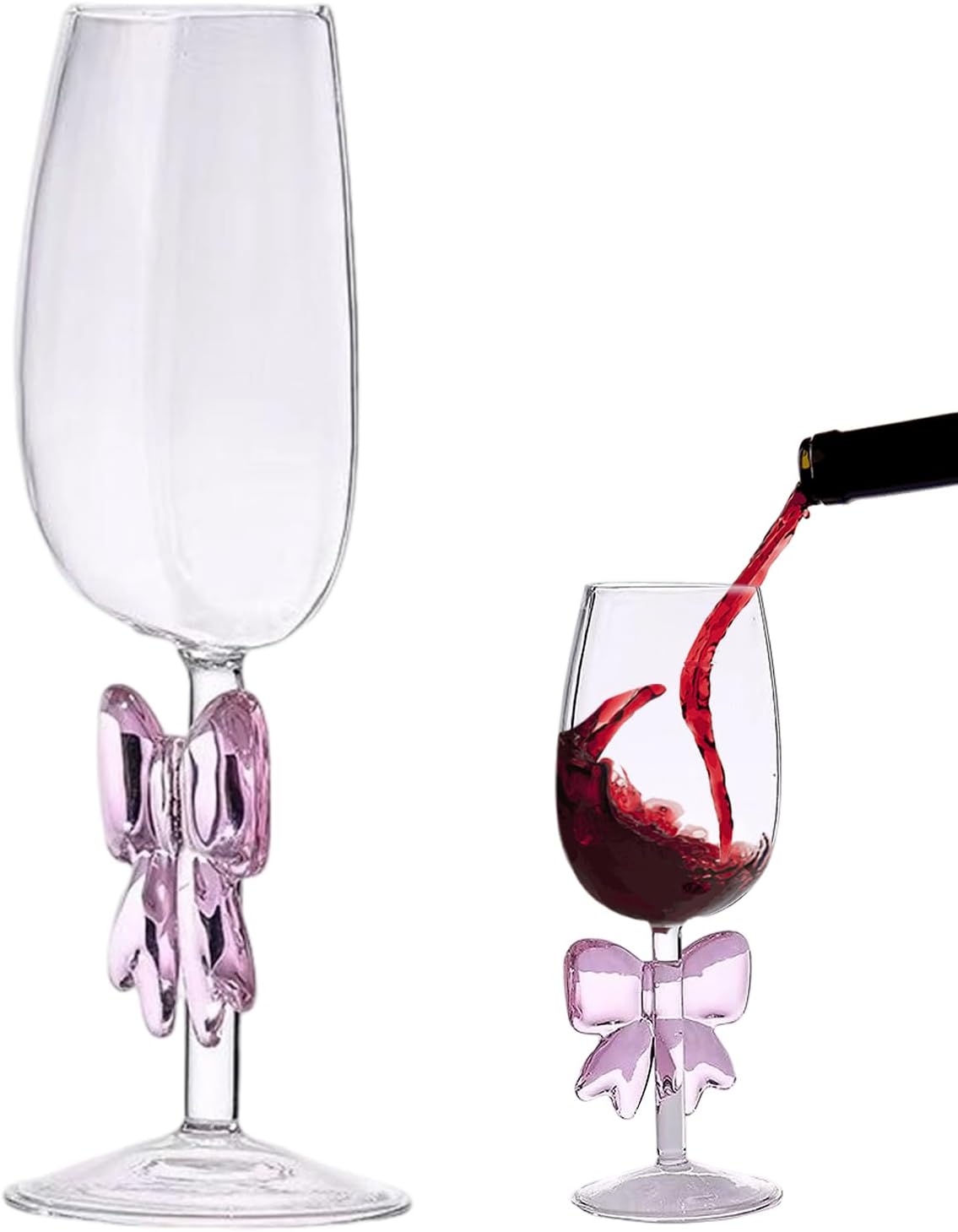 Bow Tie Glass - 6.5x22 Cm Wine Glass | Reusable Long Handle Half Cut Creâtive Champagne Juice Glasses | Champagne Flutes - Fun Tableware Bar Family Party Decorations