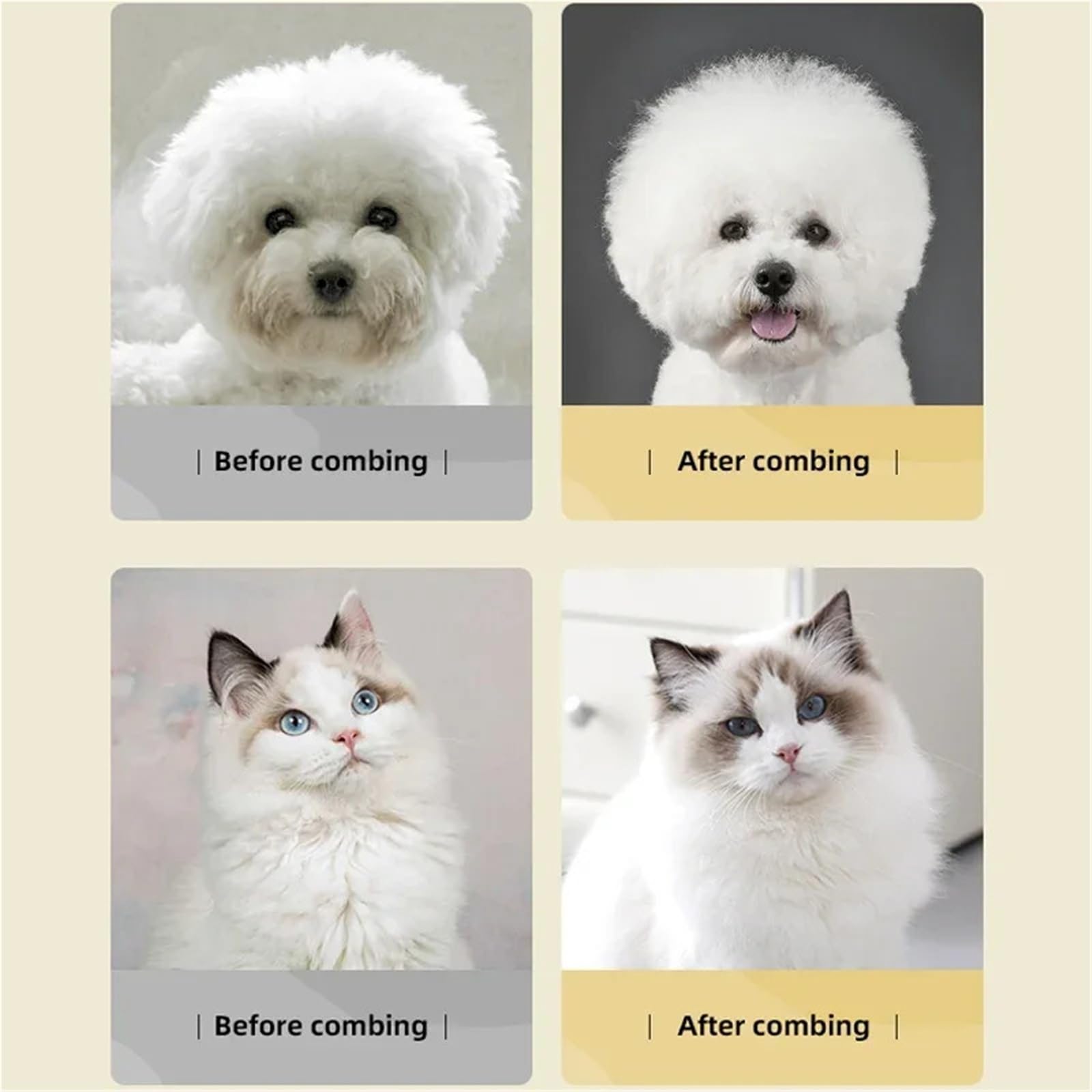 Hundekamm Professionelle Haustierpflegebürste mit zweifarbigem Griff, dichter Metallzahnkamm for flauschige Katzen und Hunde, universelles Werkzeug zum Entwirren(Color5,S)