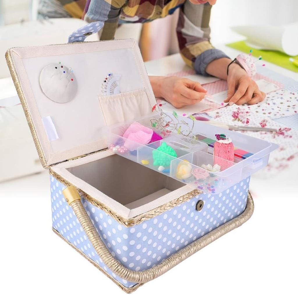 Handmade Sewing Basket Household Fabric Craft Thread Needle Storage Box Organizer Flip Type