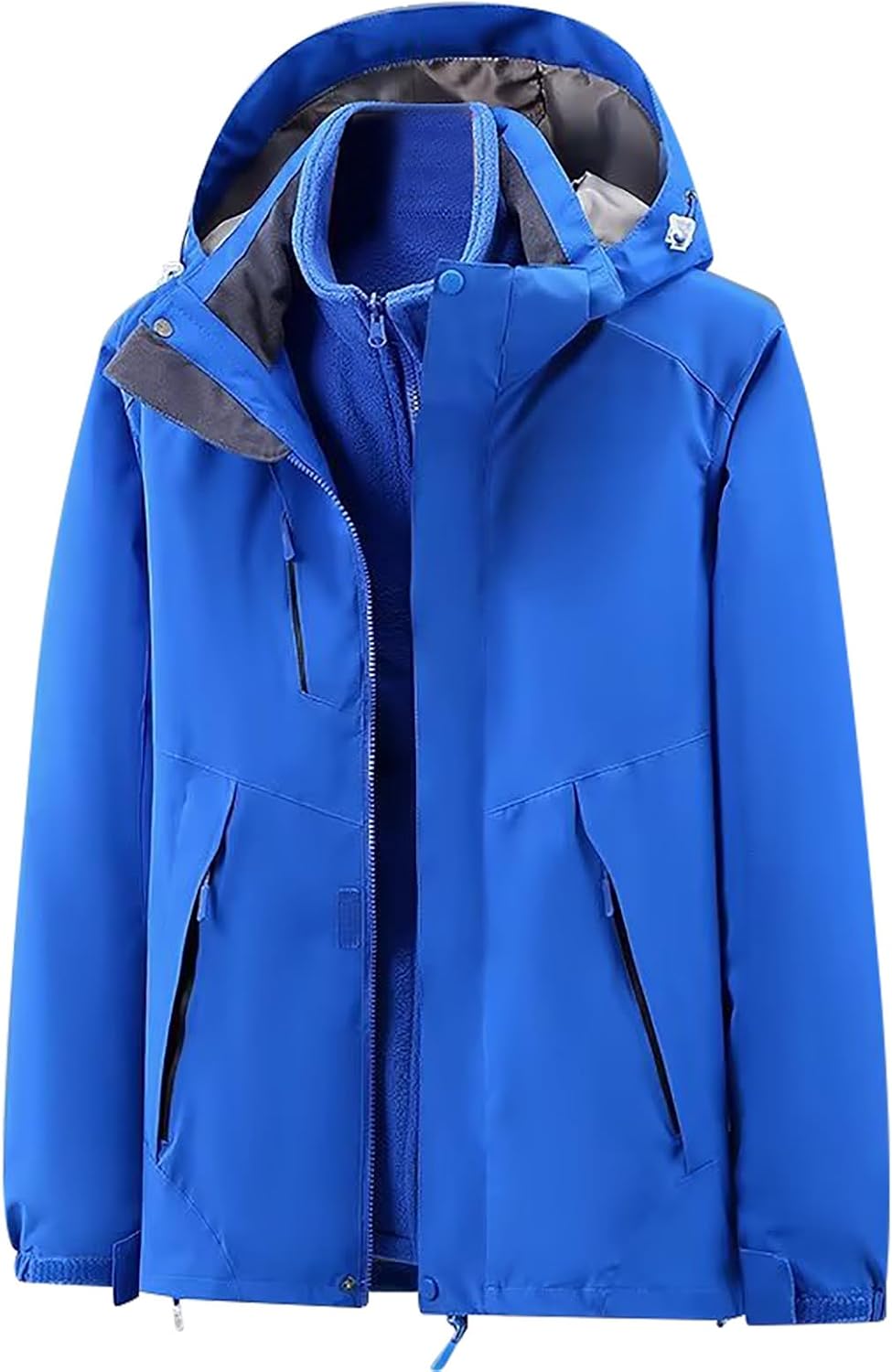 Women's Mountain Waterproof Ski Jacket Zip Button Up Windproof Rain Jacket 2023 Winter Thicken Warm Hooded Coat