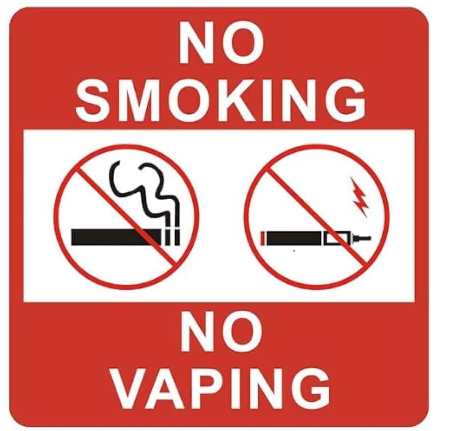 20cmx20cm NO SMOKING NO VAPING,Water and Fade Resistance - Self Adhesive (Pack of 2)