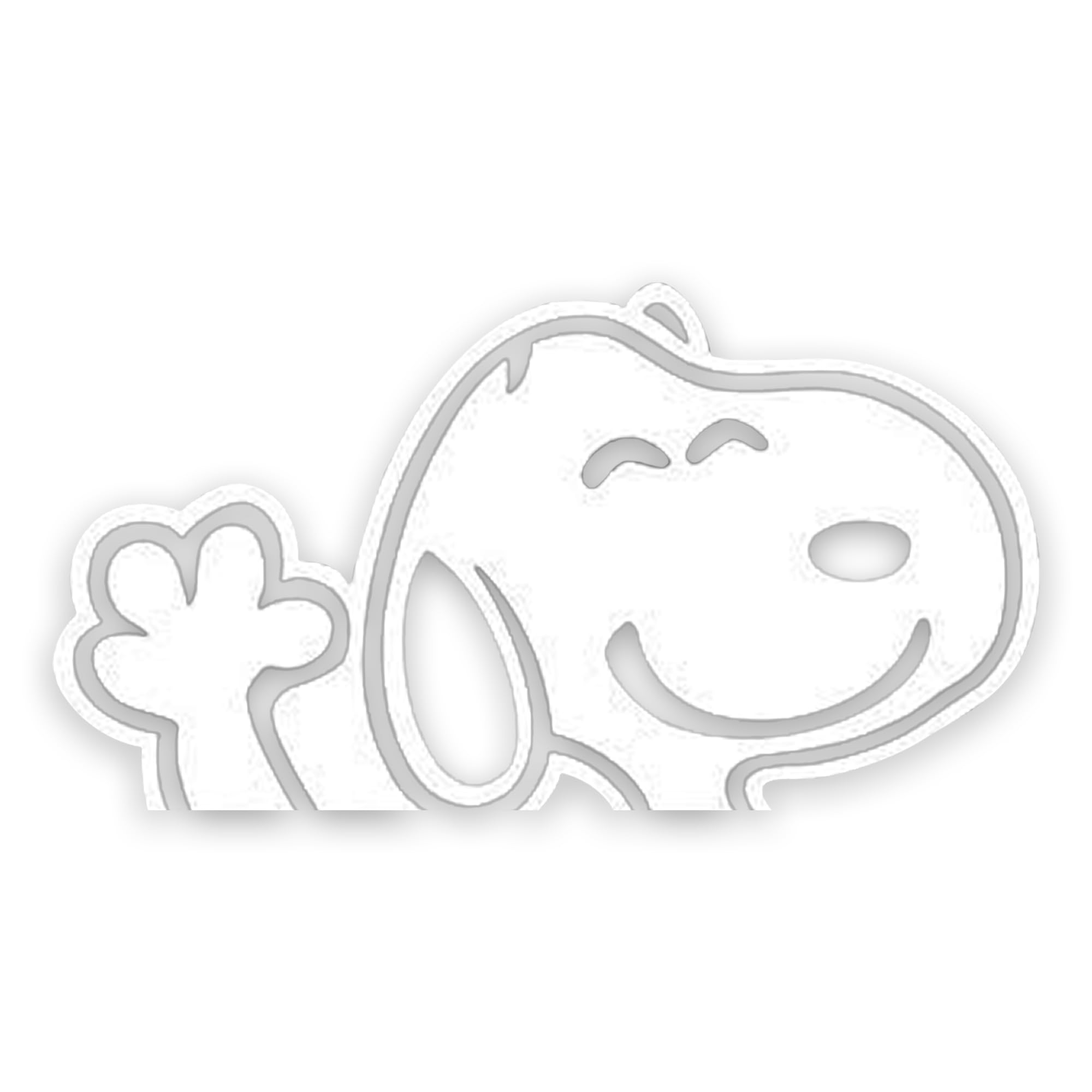 Naklejka na samochód Snoopy białe machanie, szerokość 12,7 cm, dekoracja na samochód, okno, na okno samochodowe, z folii, naklejka na gładkie powierzchnie