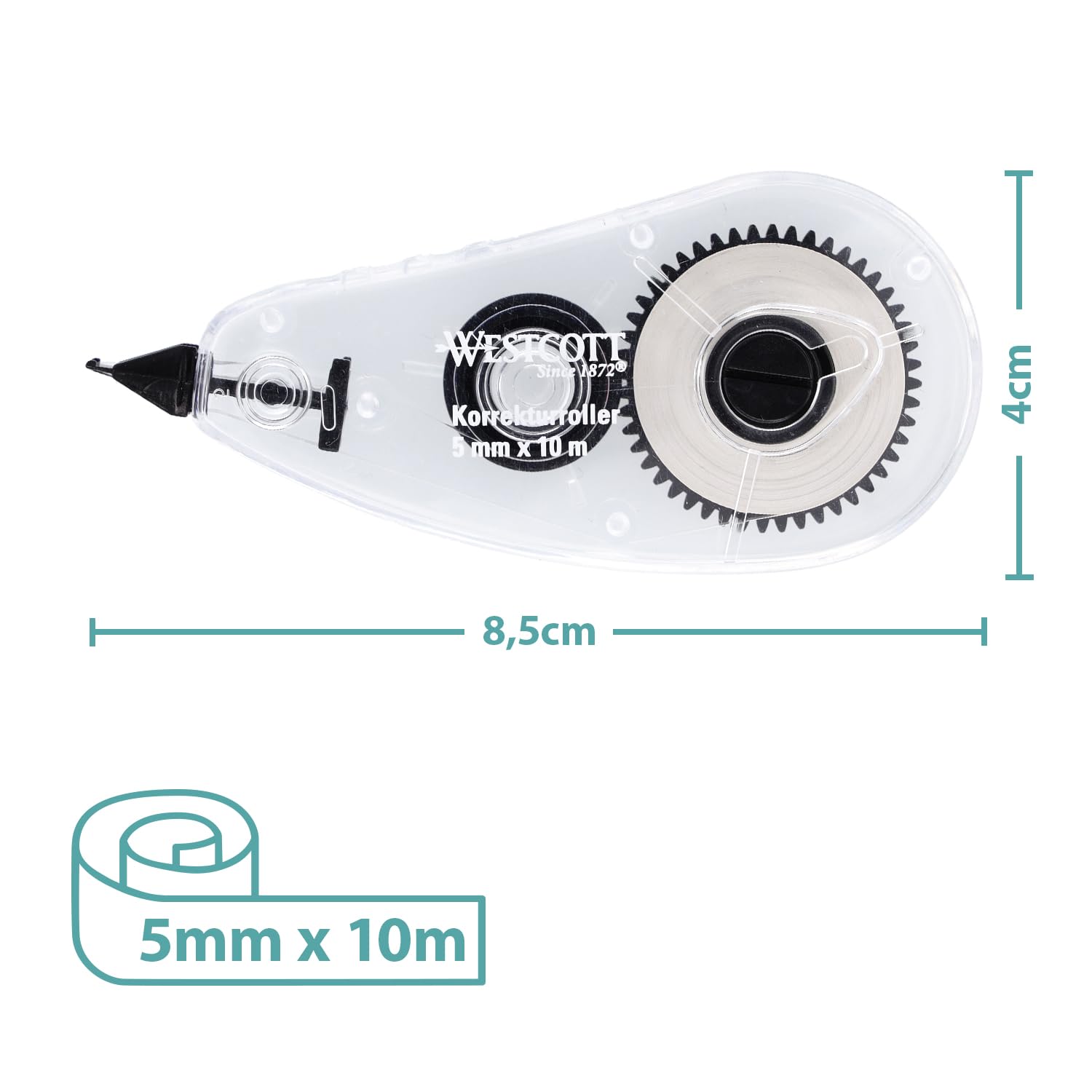 Westcott Rullo di correzione bianco 10 m x 5 mm preciso coprente scrivibile