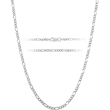 KISPER 925 Sterling Silver Chain Necklace Men Women Figaro Mariner Curb