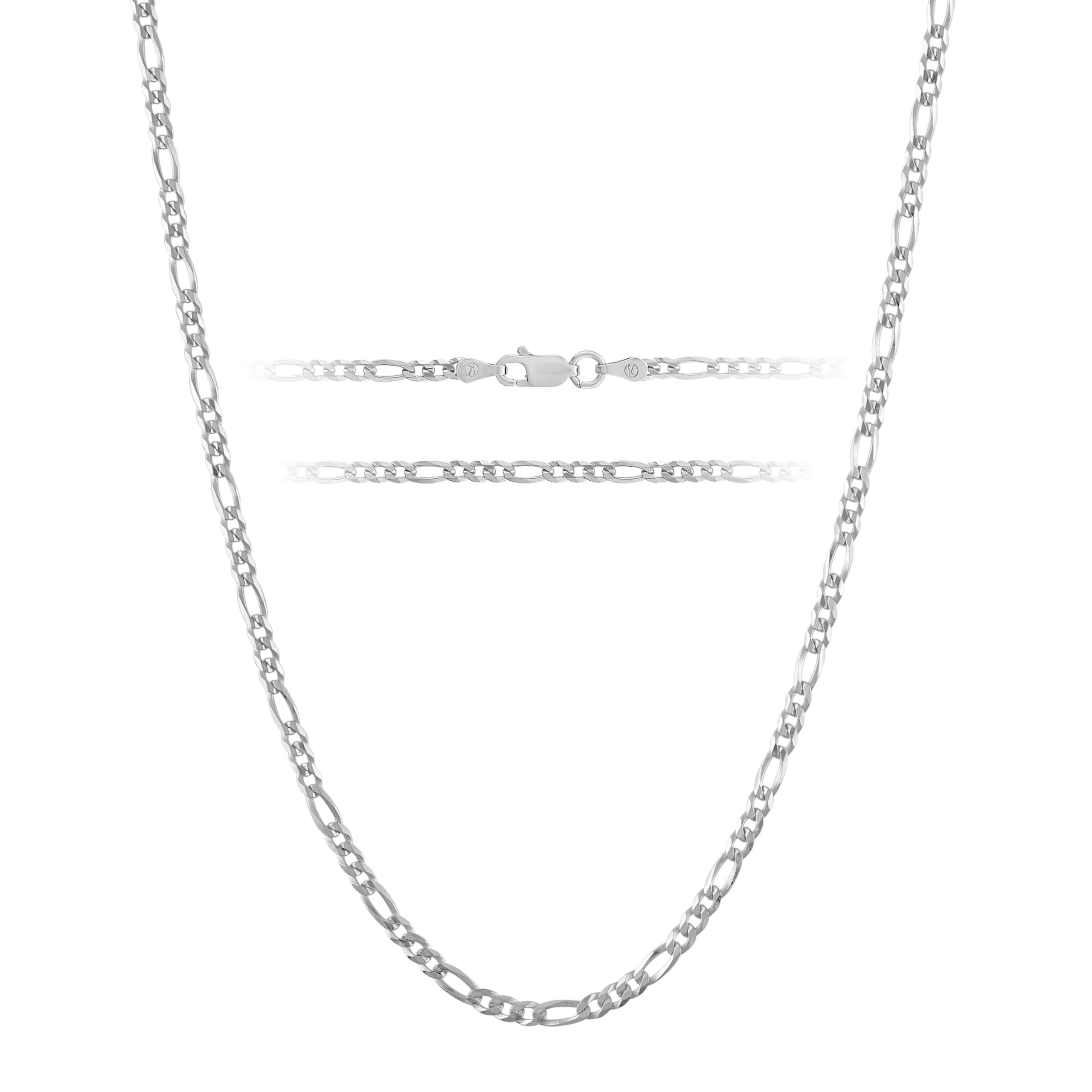 KISPER Silver Chain for Men Women - 925 Sterling Silver Italian Figaro Mariner Curb Chain Necklace for Men - Made in Italy
