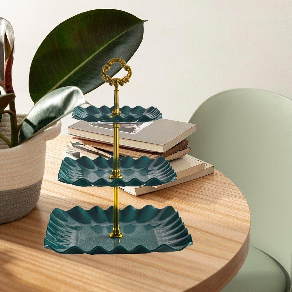3 Tiers Cake Display Stand, Wooden Afternoon Tea Stands, Round Cup Cake Fruit Dessert Party