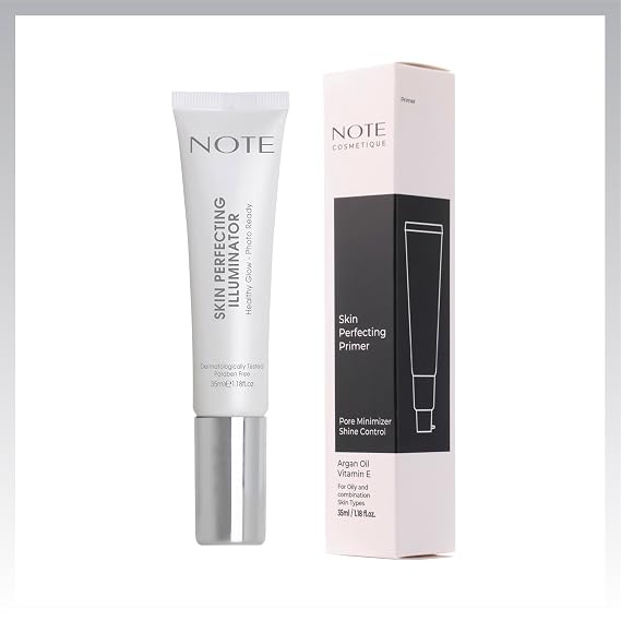 NOTE Skin Perfecting Illuminator Primer for Face Before Makeup - Makeup Primer with Argan Oil and Vitamin E for Hydrated Glow - 1.2 oz