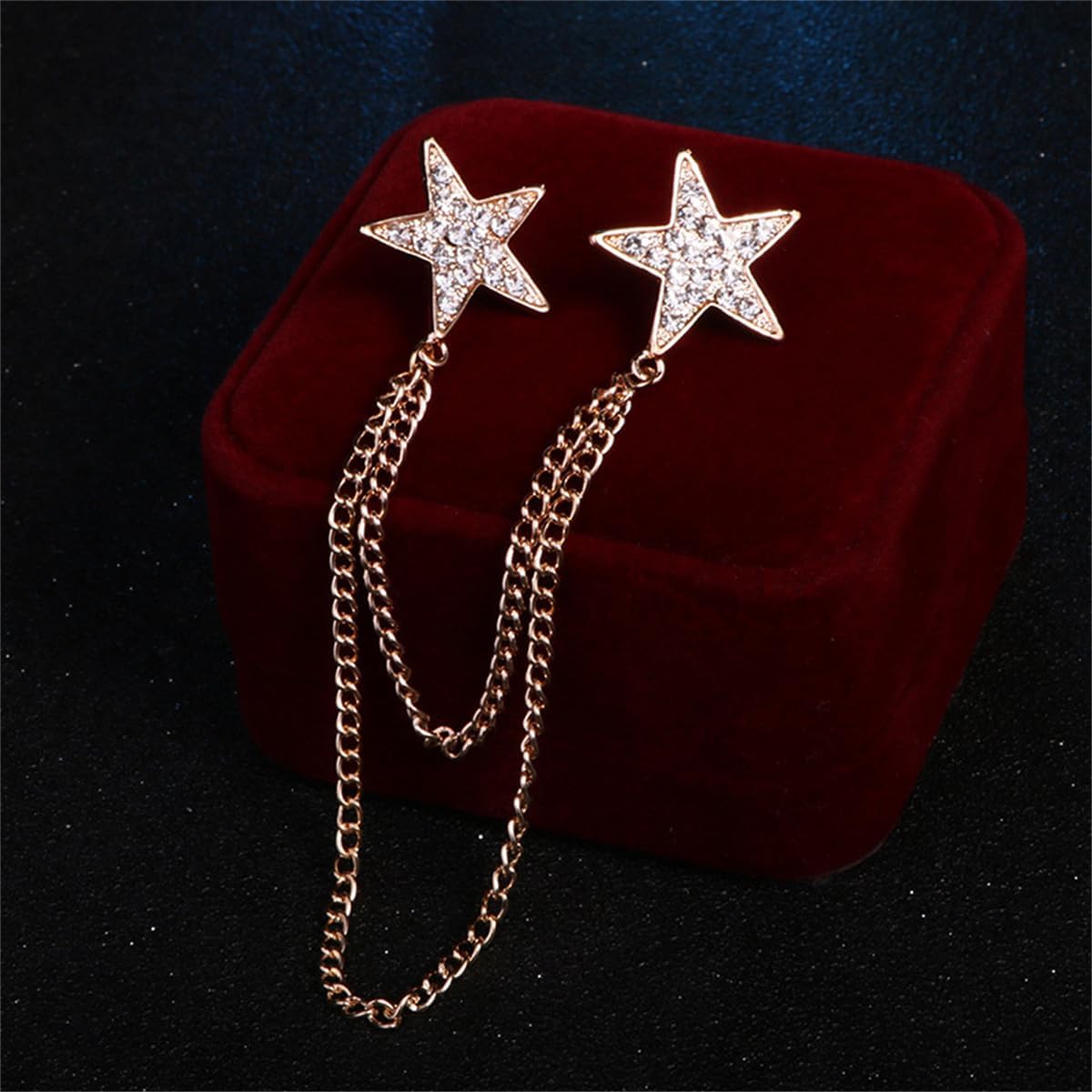 Double Rhinestone Stars Brooch Pin for Women Girls Men image 5