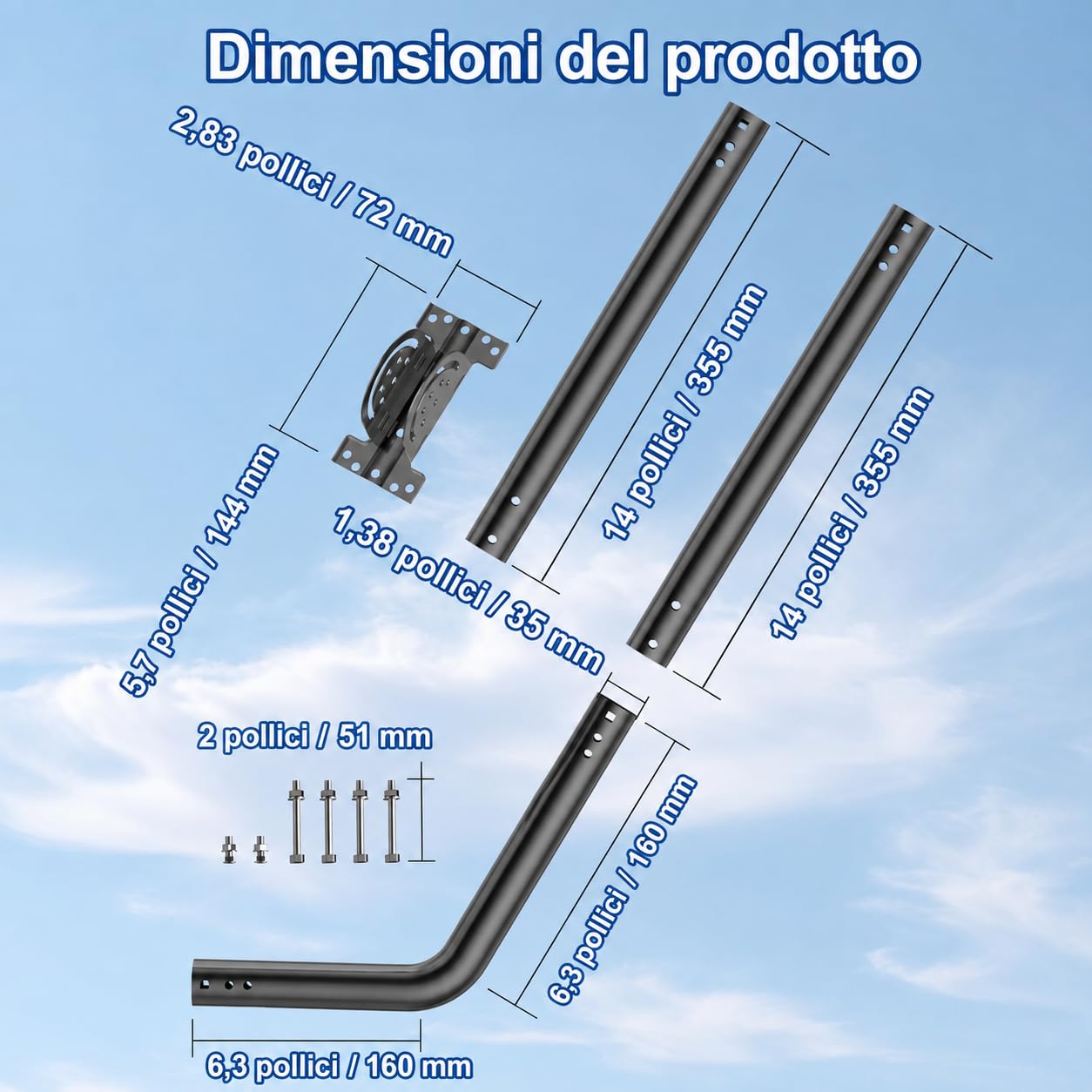 Palo antenna universale per TV, satellite, radio, antenne WiFi, Star-link | Supporto a parete per antenna regolabile, Palo per antenna, Supporto per antenna