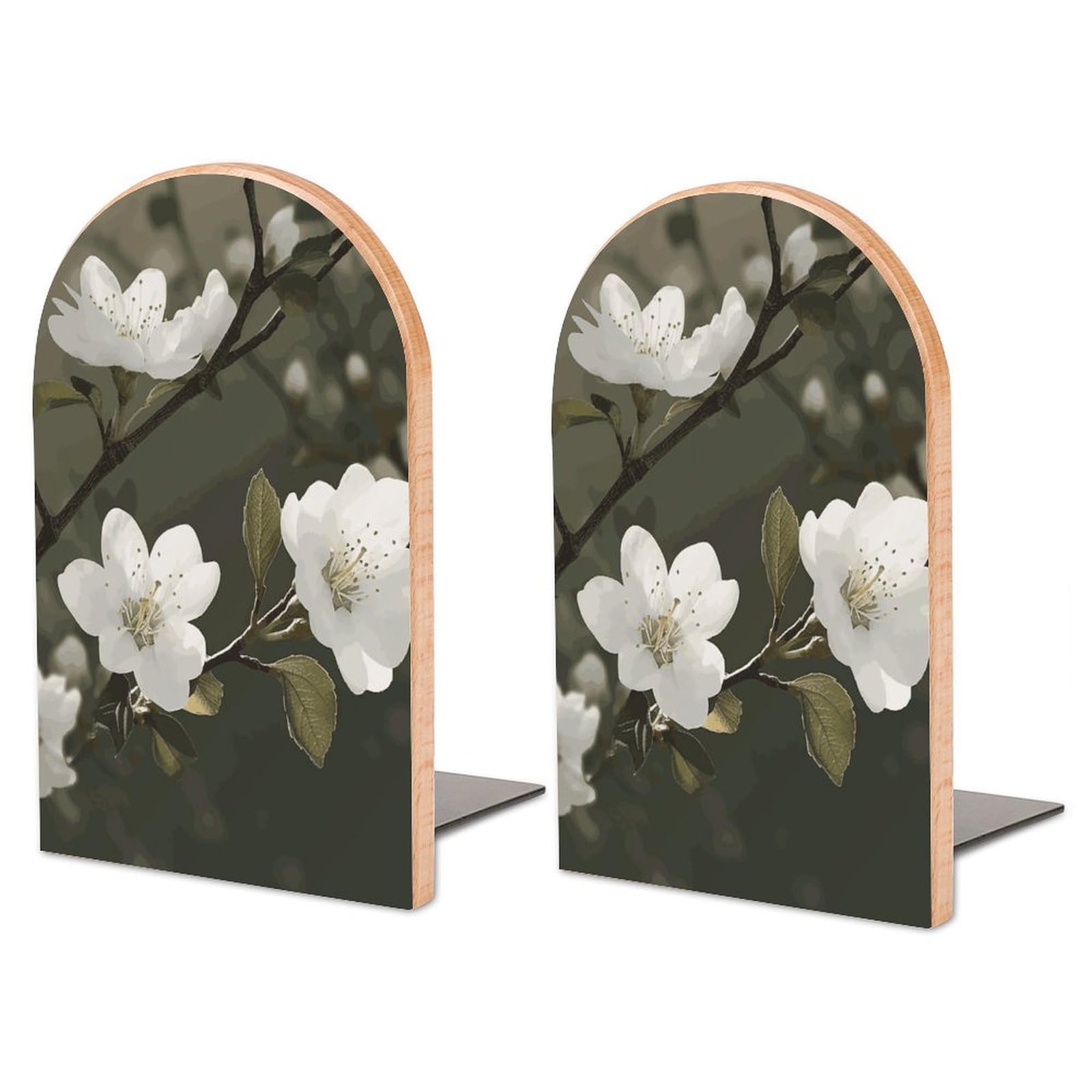 Serre-livres de fleurs blanches en bois et métal, rangement de livre pour bibliothèque