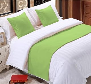 Bed Runner 3 Piece Set - Scarf Protector Slip Cover for Bedroom, Hotel, Wedding Room, 400TC & 100% Egyptian Cotton Luxury Scarves for Foot of Beds - Sage Solid, Cal-King Size.
